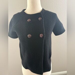 Banana Republic Black Merino Wool Knit Short Sleeve Cardigan